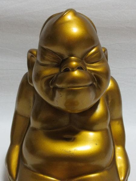 ビリケンさん置物ブロンズ樹脂製金色ゴールド縁起物幸福神様昭和レトロアンティーク