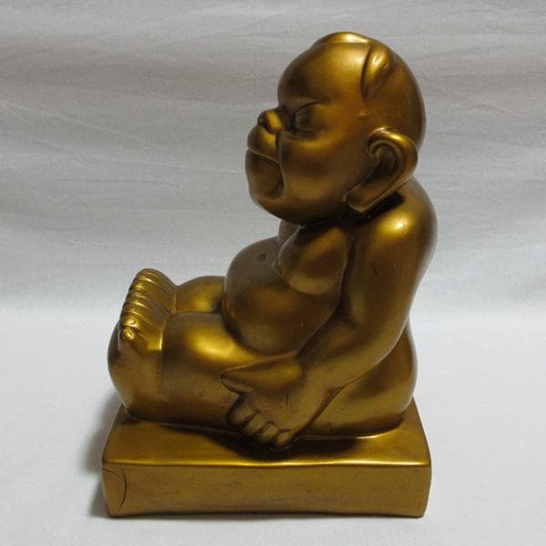 ビリケンさん置物ブロンズ樹脂製金色ゴールド縁起物幸福神様昭和レトロアンティーク