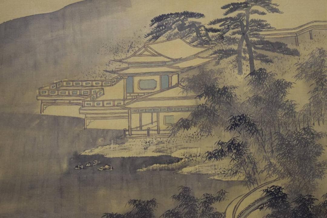 模写/文観/山水人物図/布袋屋掛軸HE-270