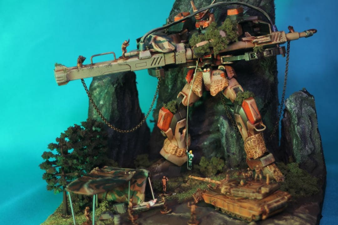 1/144ガンダムSEED バスターガンダム現地改修機ジオラマ完成品