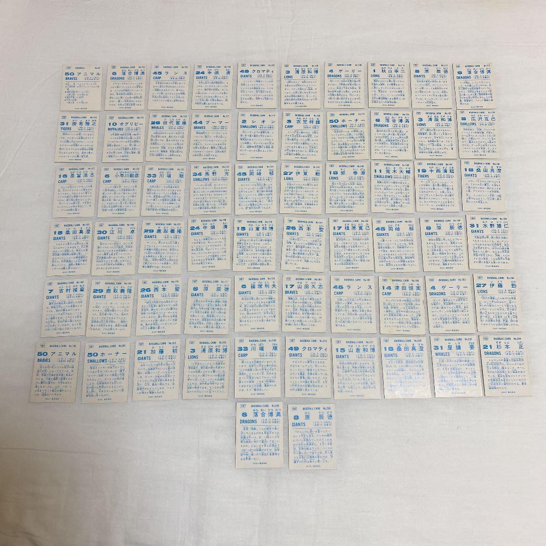 プロ野球チップスカード　1987年　62枚セット　※バラ売り可