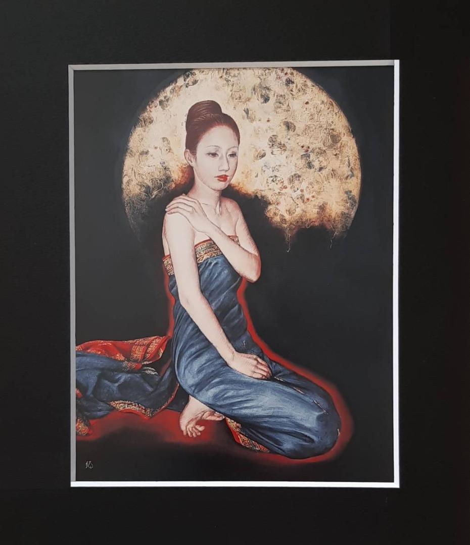 山根須磨子、「山帰来」、希少画集の額装画、人気作品