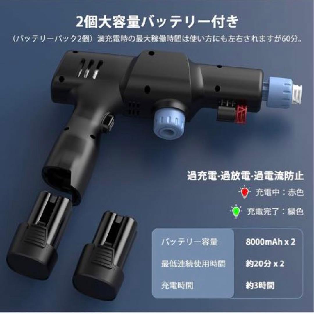 コードレス高圧洗浄機充電式豪華16件セット 2個バッテリー付き初心者向けお手軽