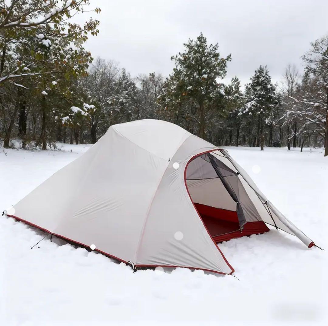 3人用キャンプテント ホワイト/レッド 冬用