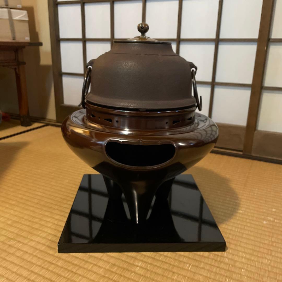茶道具 唐銅『朝鮮風炉』釜師【畠 春斎】鋳師【金森 紹栄】　風炉釜　切合釜