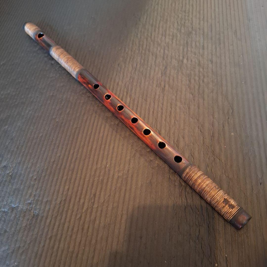 篠笛　古典調　７穴　四本調子　天地胴巻き　燻風仕上げ