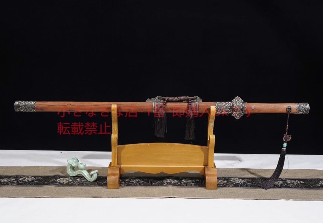 豪華牡丹唐横刀模様鋼二溝酸枝木 古兵器 武具 刀装具 日本刀 模造刀 居合刀