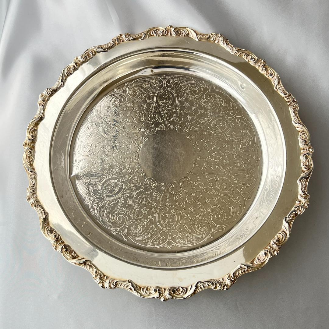 【POOLE】サルヴァ / ドリンクトレー【シルバープレート】30cm フット付