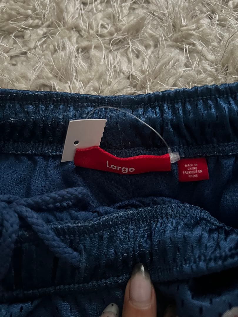 Supreme Big Script Mesh Short \"Navy Lサイズ