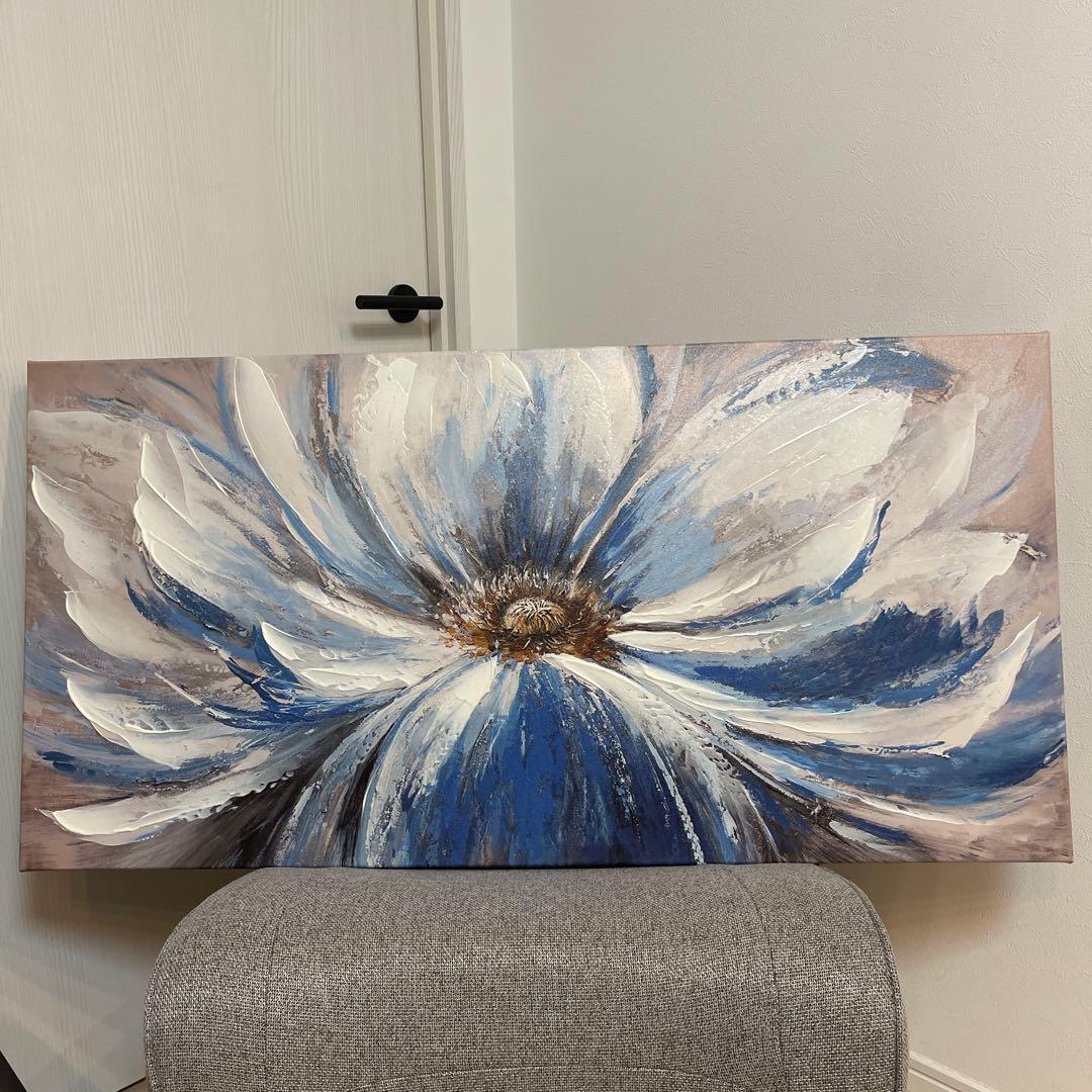 北欧 インテリア　キャンバス　アート　花　ホテル モダン　抽象　ブルー