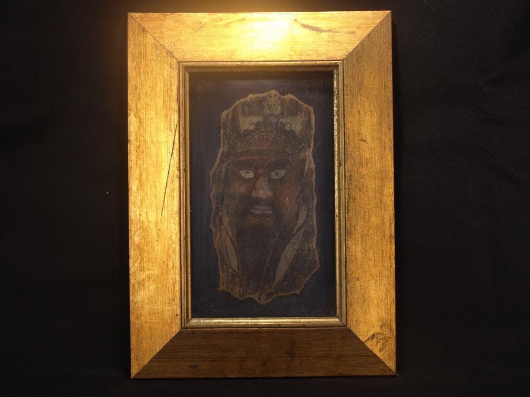 骨董市掘り出し品 中国唐時代　敦煌莫高窟壁画 彩絵　人物像 AK1944A7-2