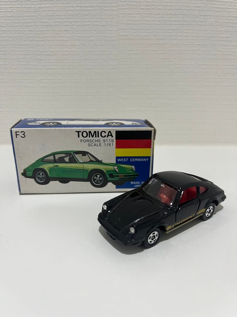 トミカ 青箱 F3 ポルシェ 911S (黒/金タンポ) レアな黒 当時物 絶版