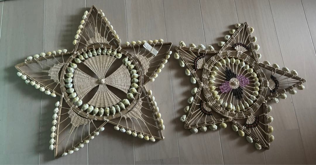 ビンテージ！マーシャル諸島　貝殻工芸品　壁飾り　2個　アジアン風