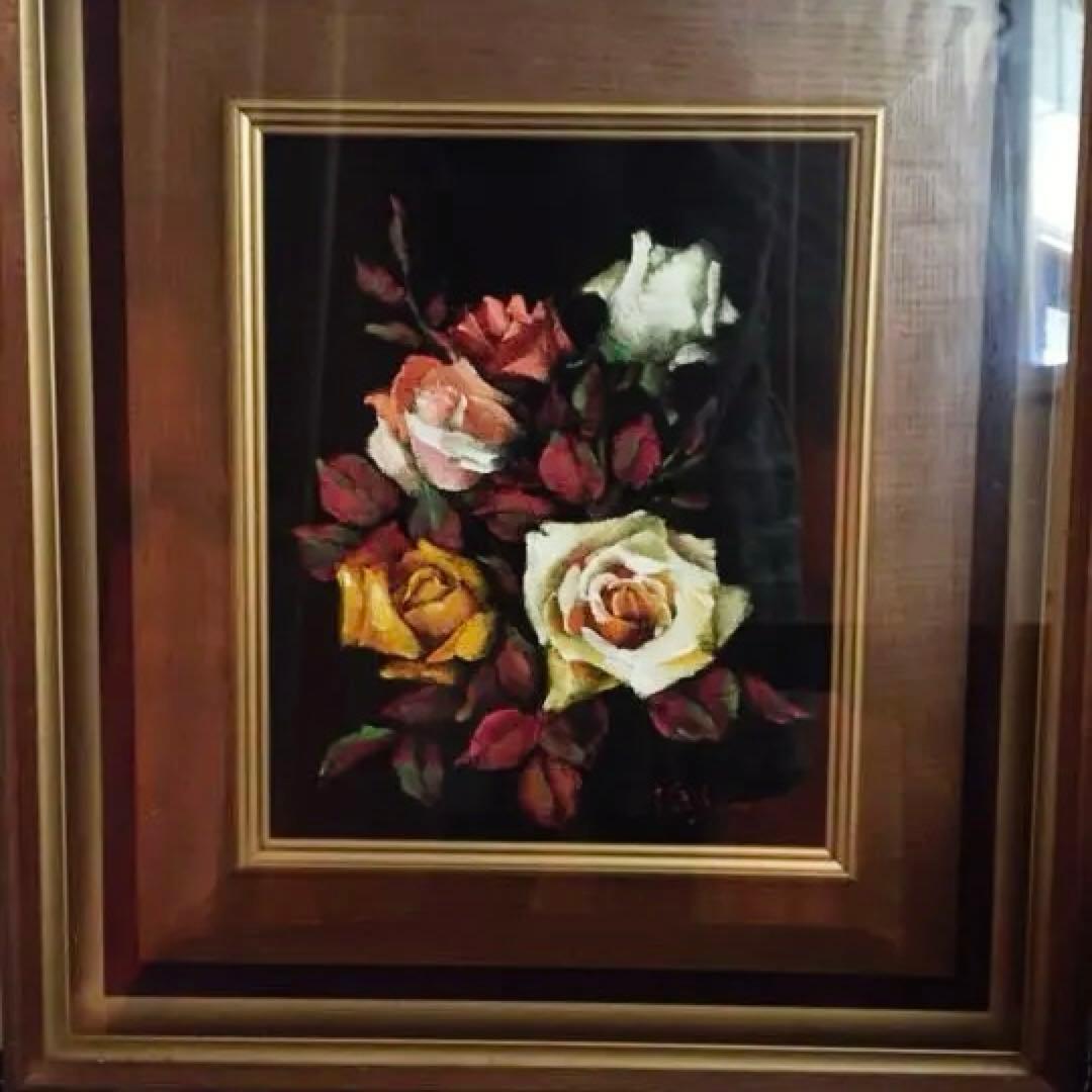 油絵 納屋修平 真作 バラ