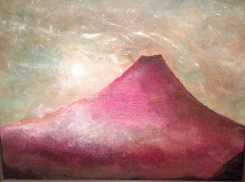 赤富士（油絵：額付き）