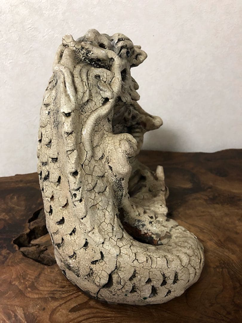 時代 白龍神 陶器 在銘 合わせ箱付き