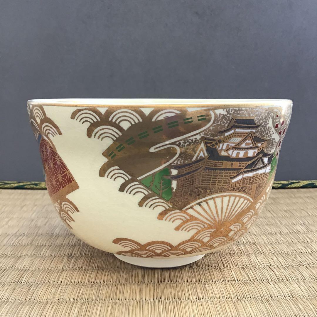 茶道具 抹茶茶碗 絵付茶碗 直径約127ミリ 高さ約77ミリ Ｎo.506