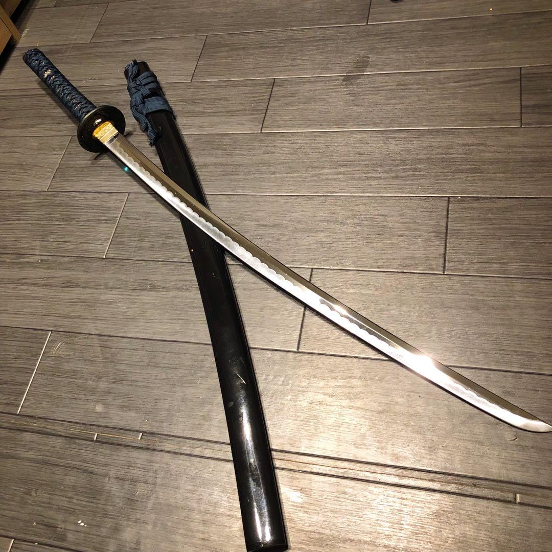 高級模造刀　高級居合刀　優波紋　亜合金刀身　名刀　居合刀　緑藍拵え