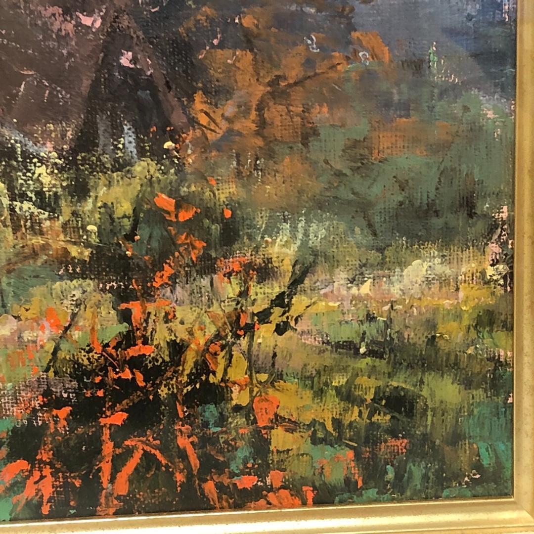 佐藤あつ子　「白川郷の秋」　油彩　F４号　一枚の繪