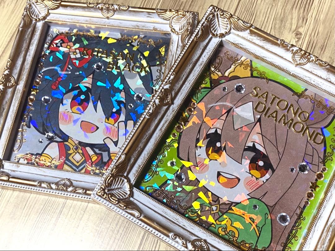 黒*ん様 フレーム付き＊ウマ娘 キタサンブラック＆サトノダイヤモンド 手描きイラ