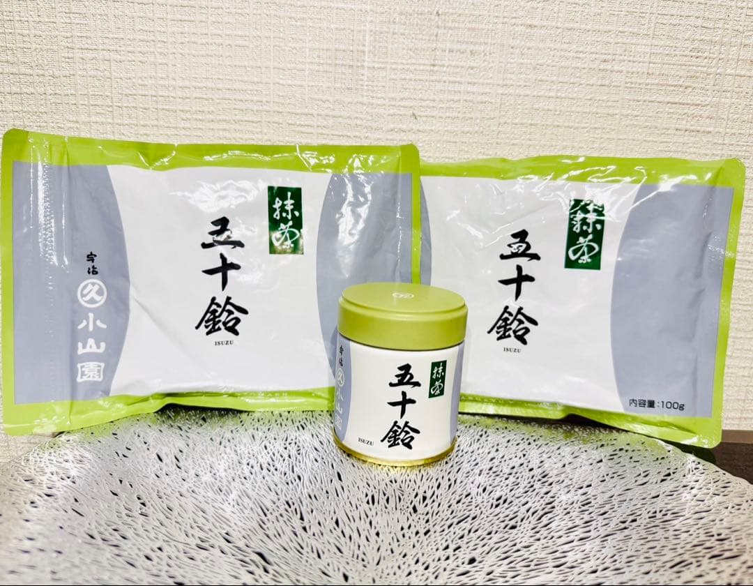 【未開封】丸久小山園 抹茶 五十鈴 袋入 100gx2個セットと40g缶x1個