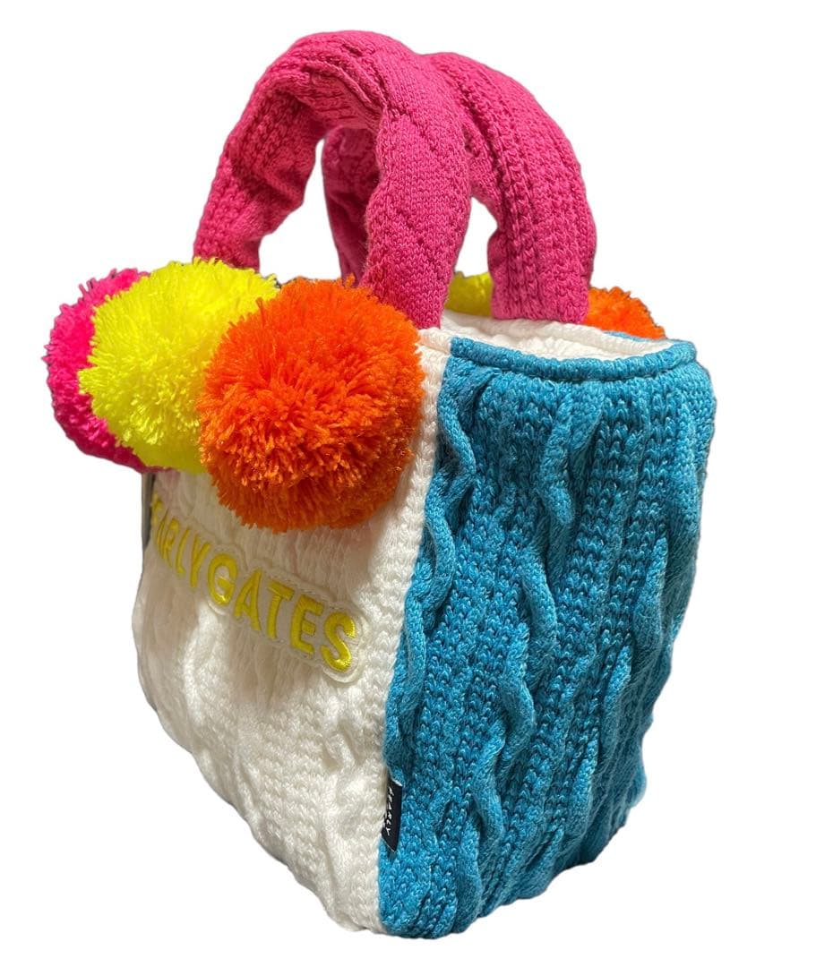 新品 PEARLY GATES PG ケーブルニット カートバッグ ホワイト