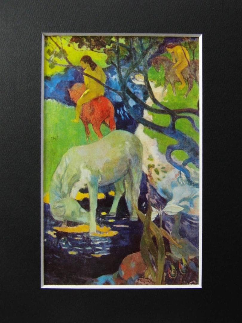 ポール・ゴーギャン、【白い馬】、希少な画集画より、新品高級額・額装付