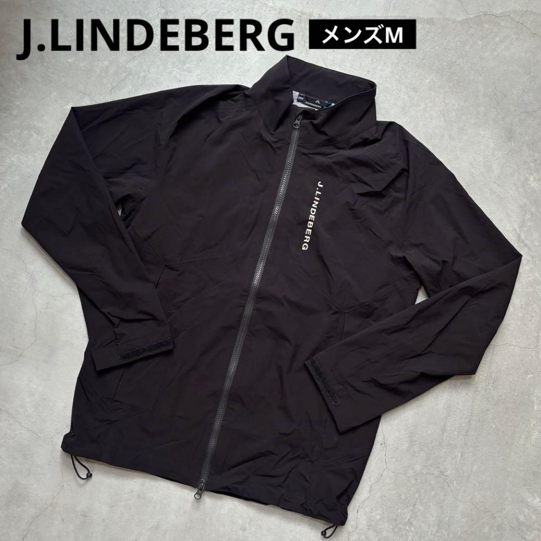 【美品】J.LINDEBERG ダブルジップジャケット レインジャケット ロゴ