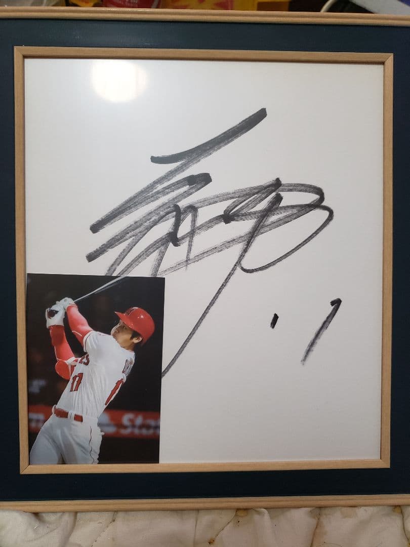 ★スーパースター★大谷翔平直筆サイン色紙、写真、額付き★