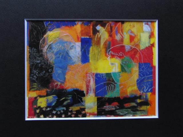 林敬二、【光る樹の中の二つの肖像】、希少な画集画、新品高級額