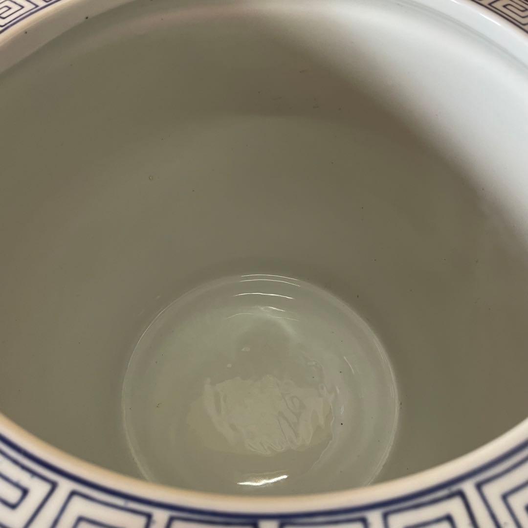 染付 山水図 火鉢 陶器 メダカ鉢 金魚鉢 睡蓮鉢 骨董品