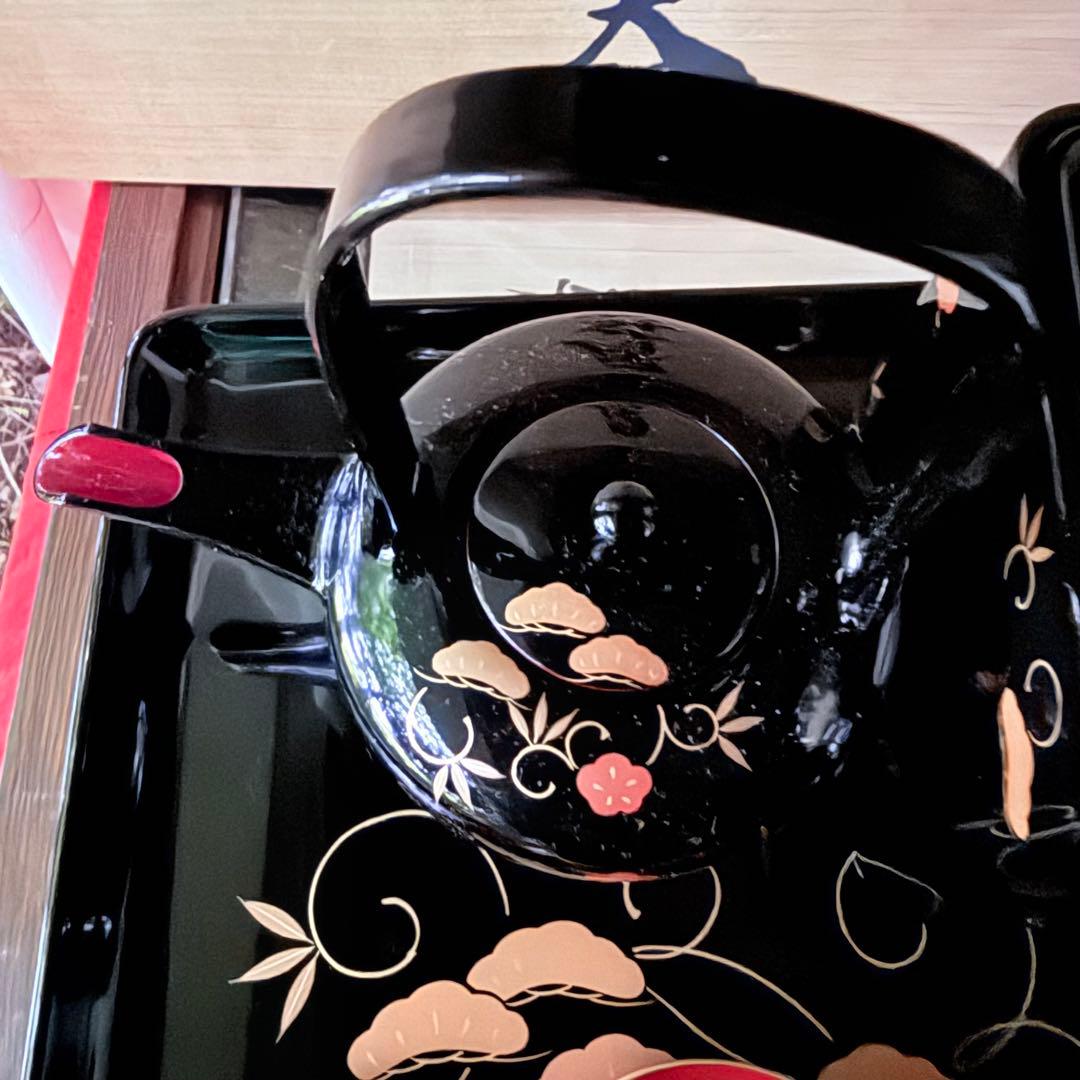 超限定1月21日20時迄‼️JAPAN天然木会津塗お屠蘇器蒔絵松竹梅四ッ揃杉箱入