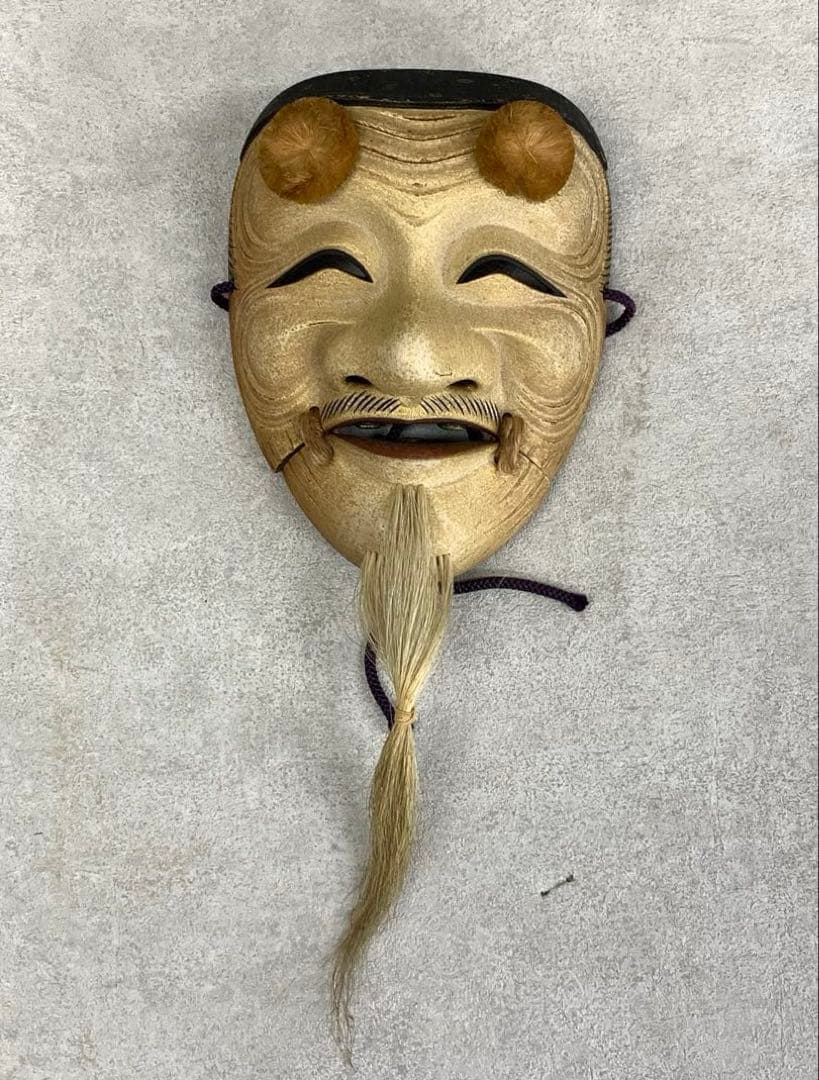 能面 翁 長澤草春 木箱 人間国宝 長澤氏春の三男 能面師 面打師 能楽