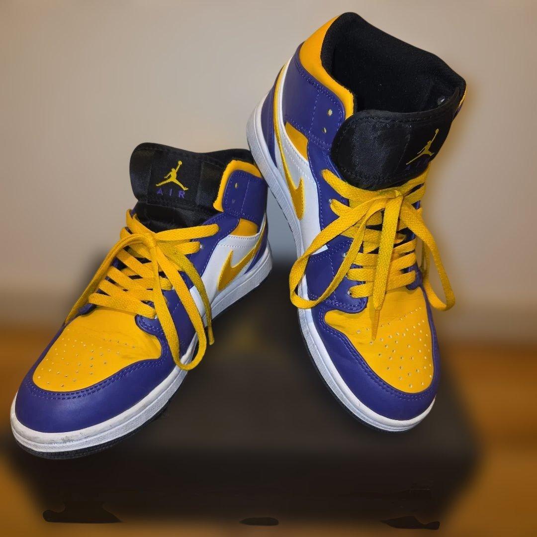 バスケットボールシューズ ハイカット 紫/黄色