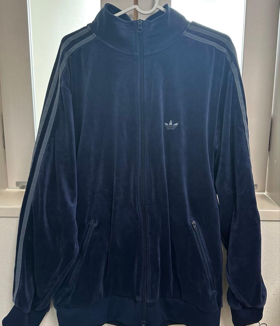 アディダス adidas ベロア トラックジャケット ネイビー Mサイズ