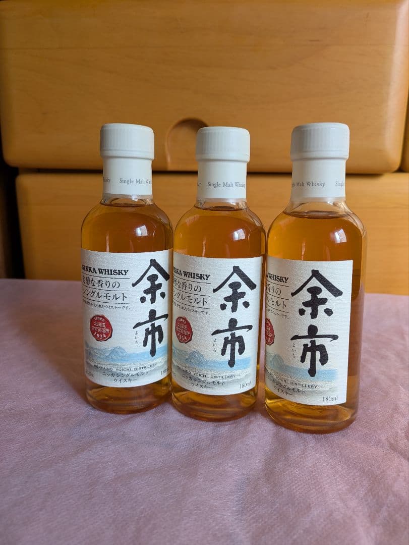 古酒 ニッカウヰスキーシングルモルト余市180ml 43% 旧ラベル 3本セット