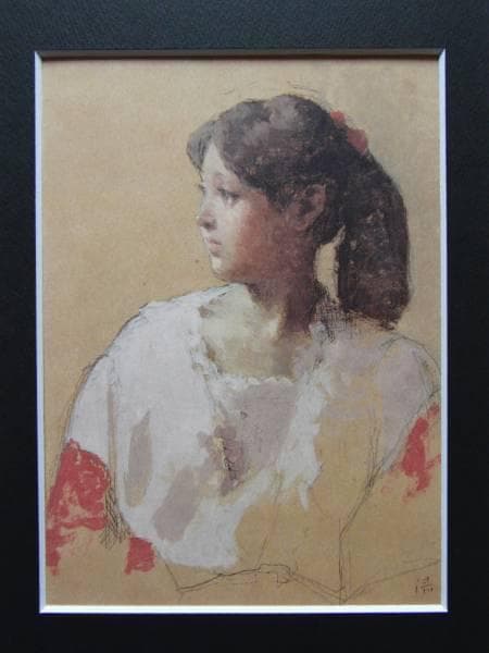 中村清治、婦人の横顔、限定版希少画集画、新品額装付、状態良好