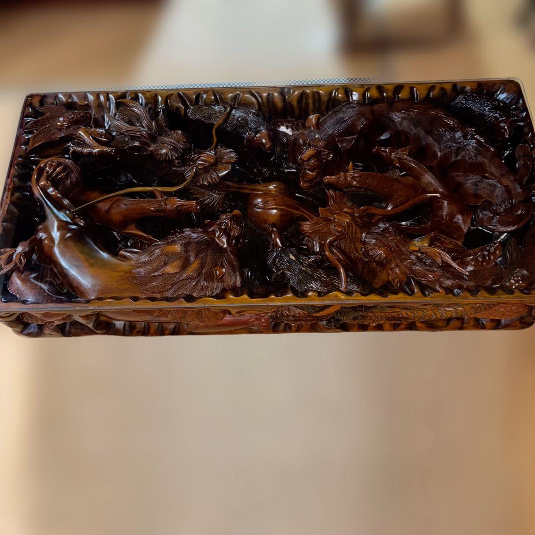 中国美術　木彫　彫刻　座卓　一枚板　テーブル