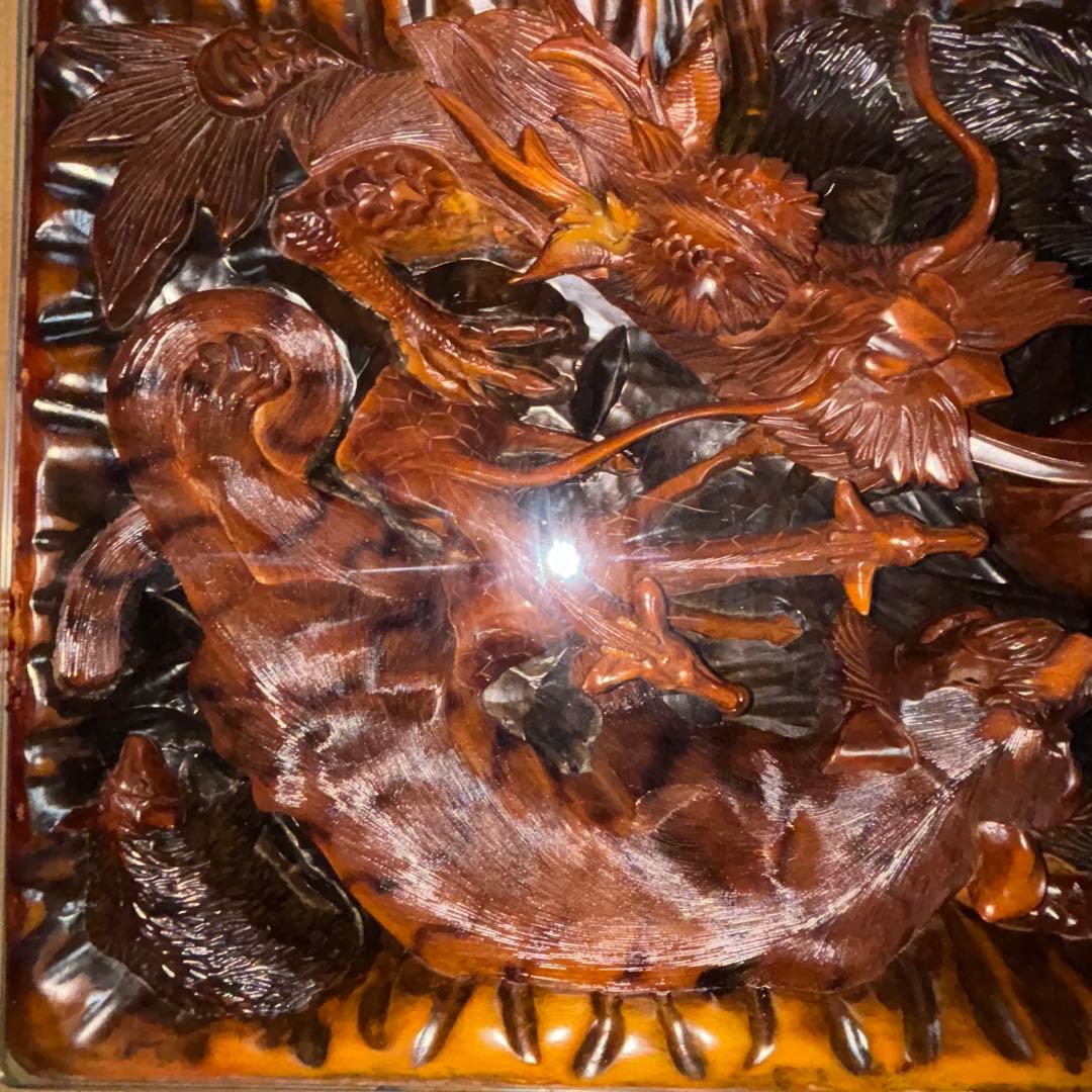 中国美術　木彫　彫刻　座卓　一枚板　テーブル