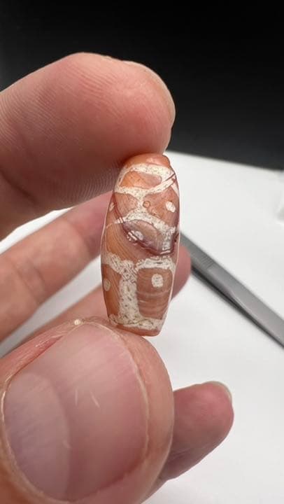 【アンティーク ビーズ】エッジドカーネリアン ビーズ 20.2mm