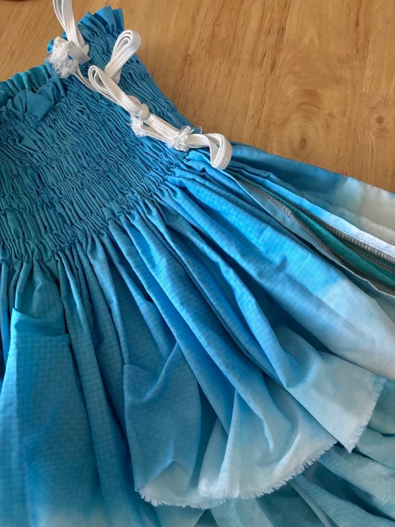 u*d様 パウスカート 青緑 ハワイ 直接輸入 手染め 長さ77cm 新