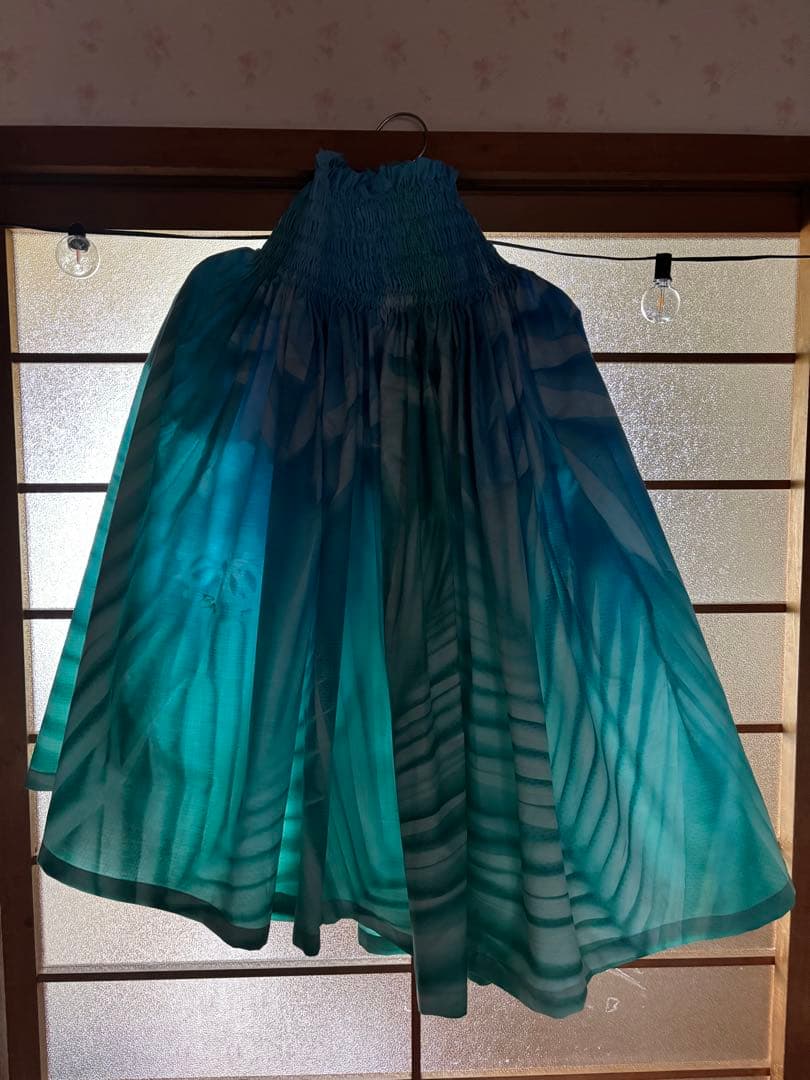 u*d様 パウスカート 青緑 ハワイ 直接輸入 手染め 長さ77cm 新