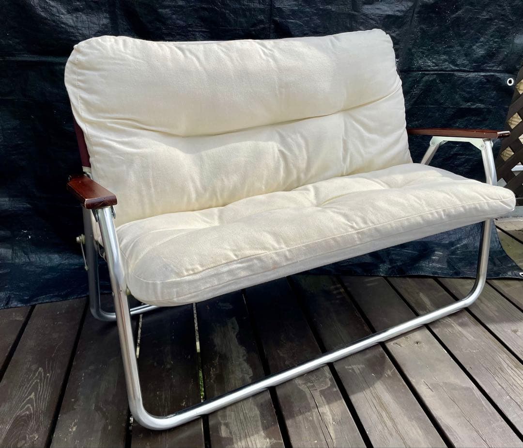 CAPTAIN STAGアルミ 背付き ローベンチとリラックスクッションカバー