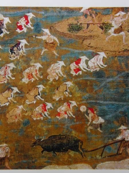 月次風俗図屏風　田植え、超希少・大判画集画、新品高級額装付