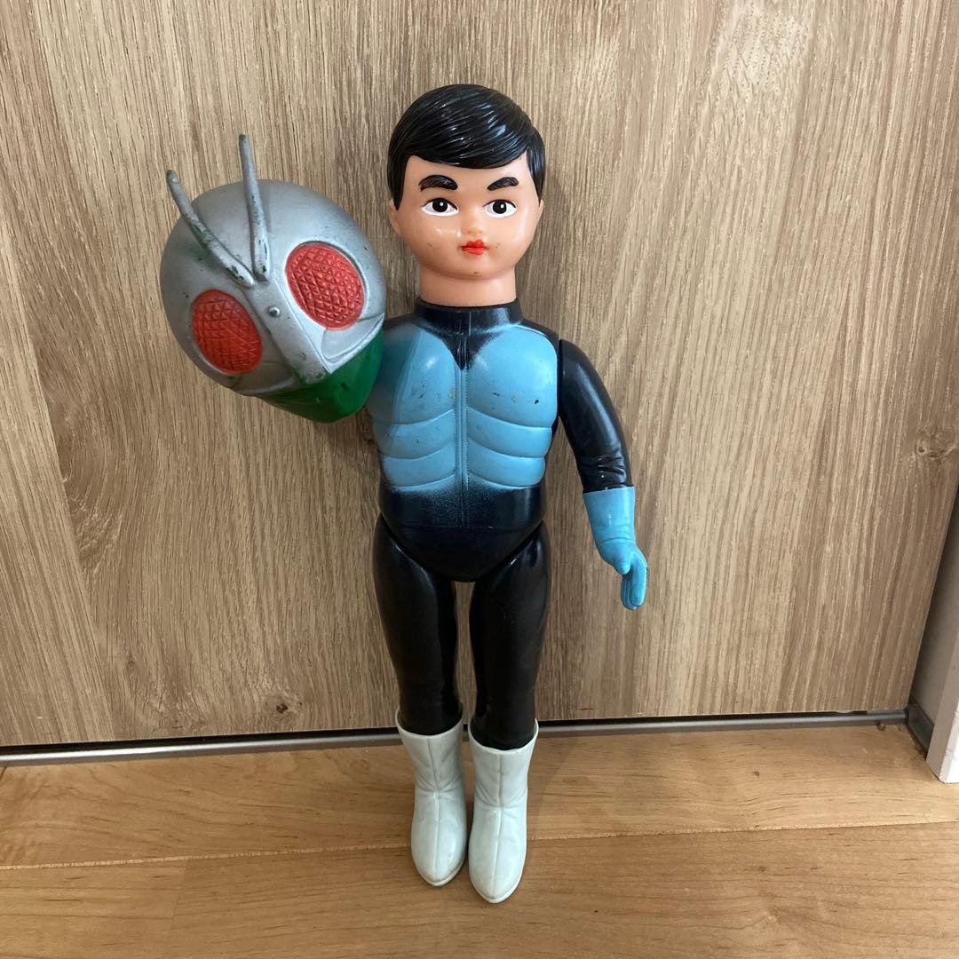 バンダイ 当時物 仮面ライダー1号 ソフビ フィギュア 約26.5㎝ 面取れ