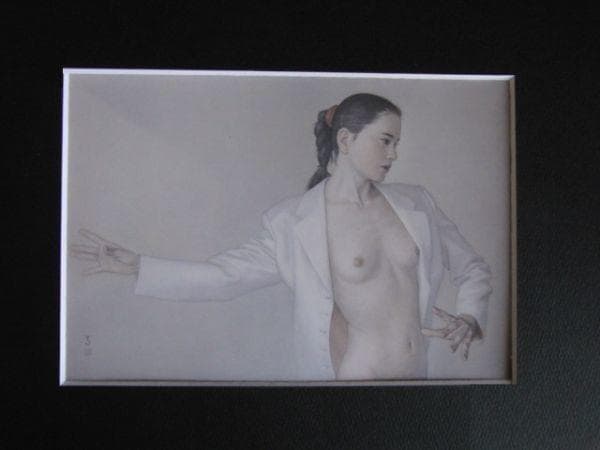 高塚省吾、【ひとり舞い】、希少な額装用画集より、新品額装付、状態良好