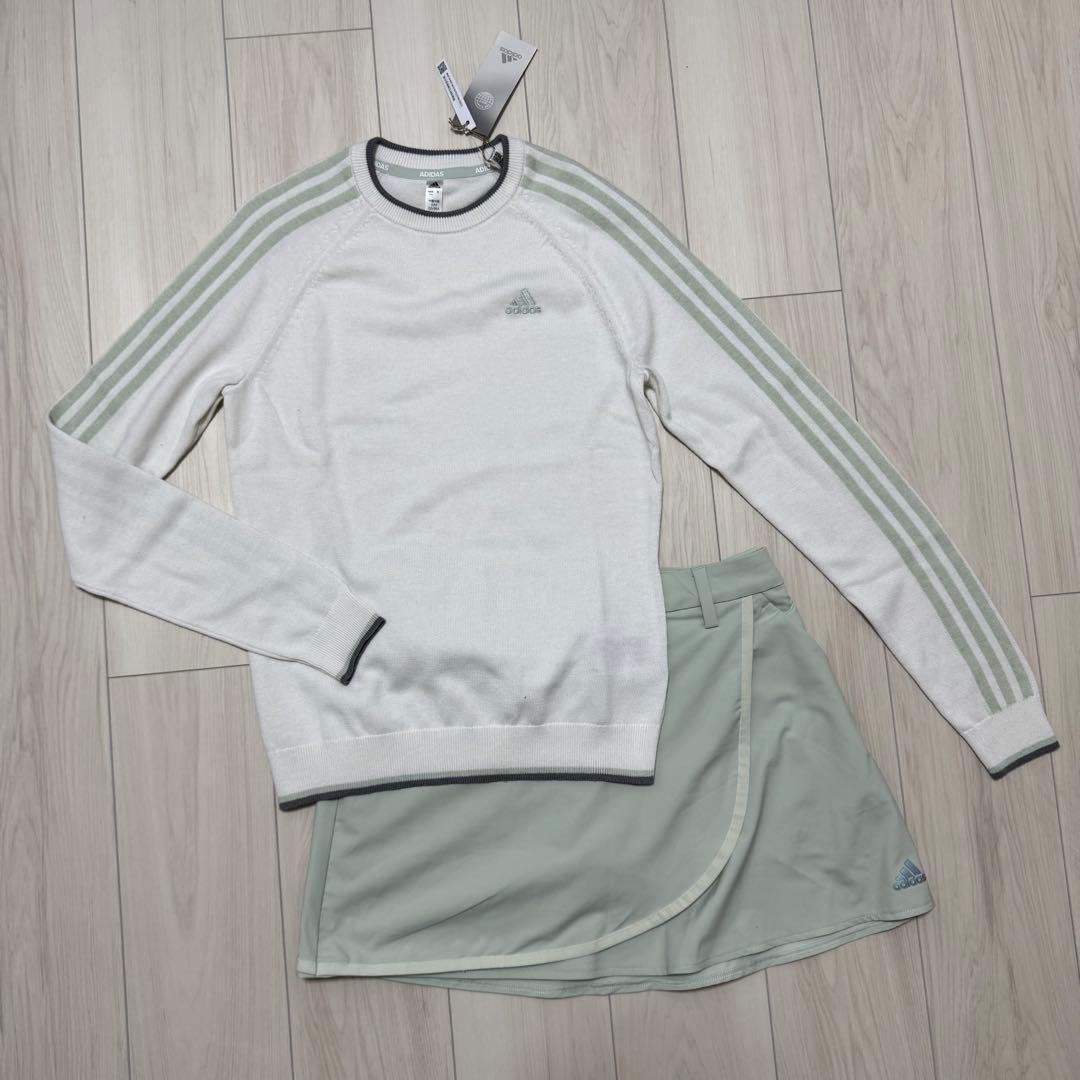 アディダス レディース ゴルフ セットアップ 長袖 セーター 巻きスカート 新品