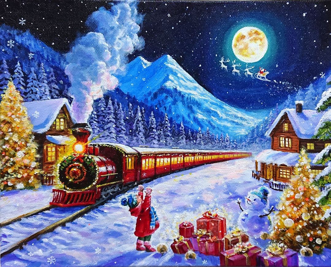 そ*】様 【聖夜にお届け】アクリル画 F3 風景画 絵画