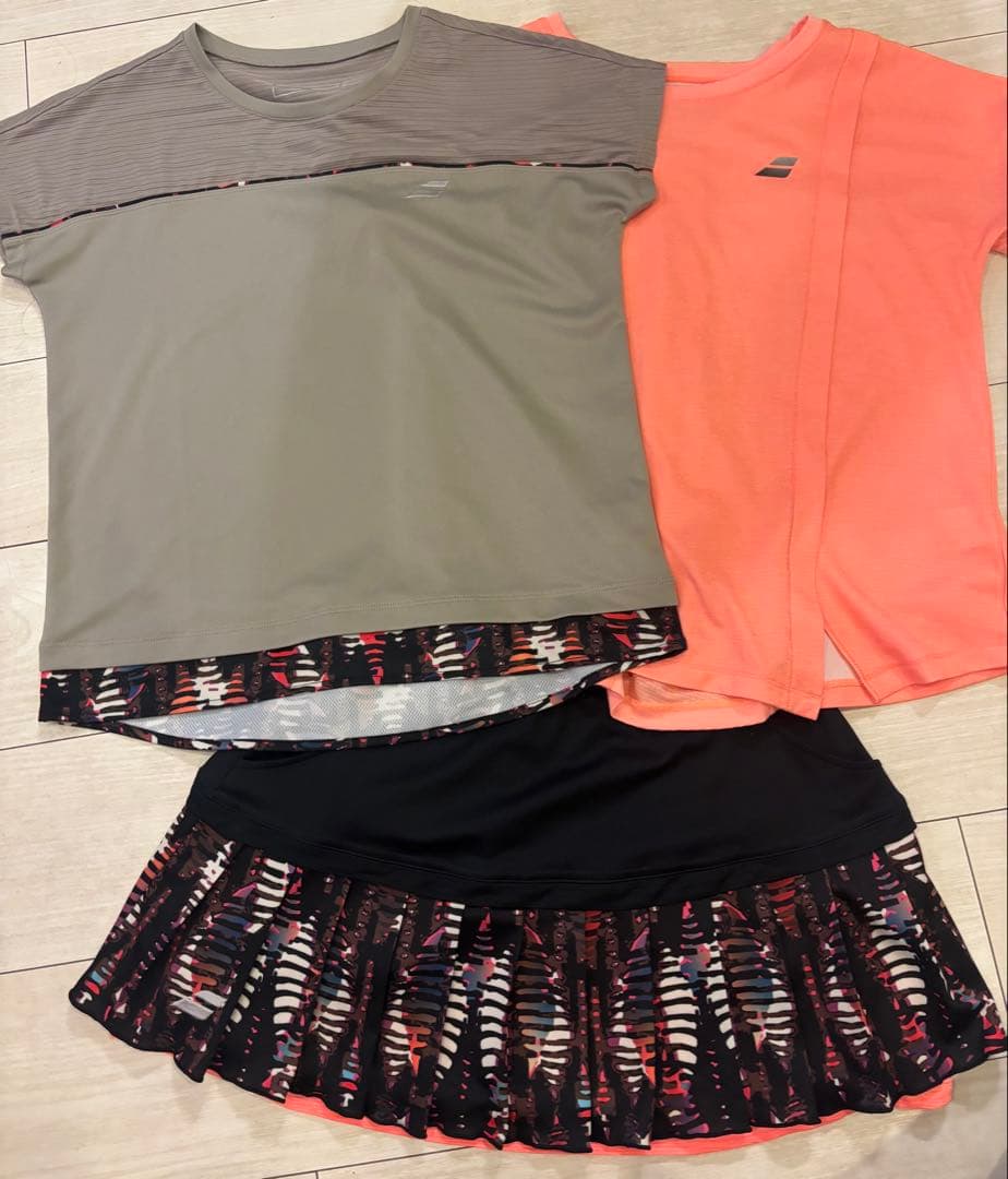 Babolatテニススコート+Tシャツ2枚3点セット2024SS