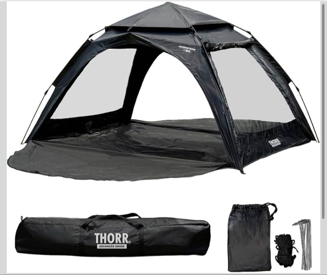 THORR キャンプテント サンシェード　ワンタッチテント　ブラック
